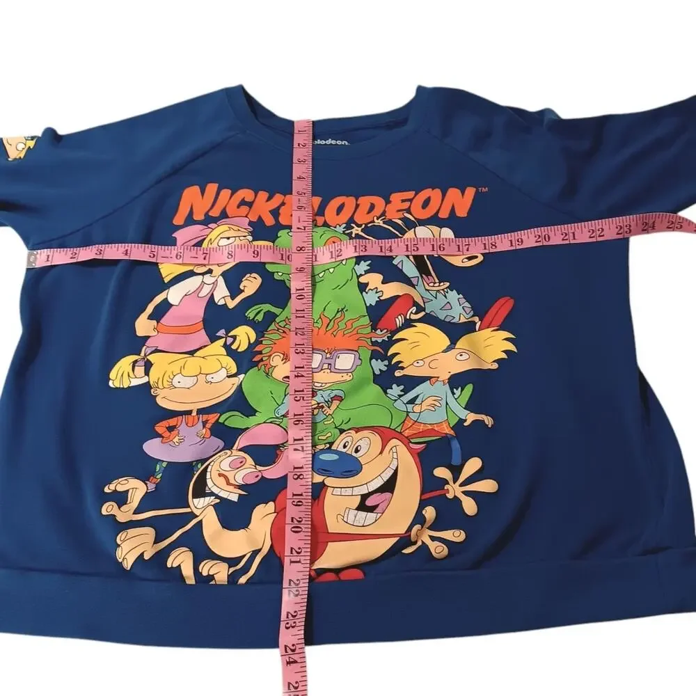 VINTAGE 90s NICKELODEON Sweatshirt Top Youth 2X Cartoon Wornin Pop Culture 1990s